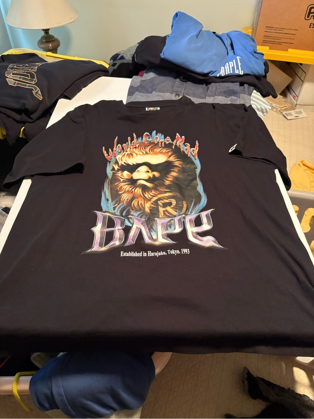 Bape Black Graphic Ape Logo Short Sleeve Tee recently released great condition